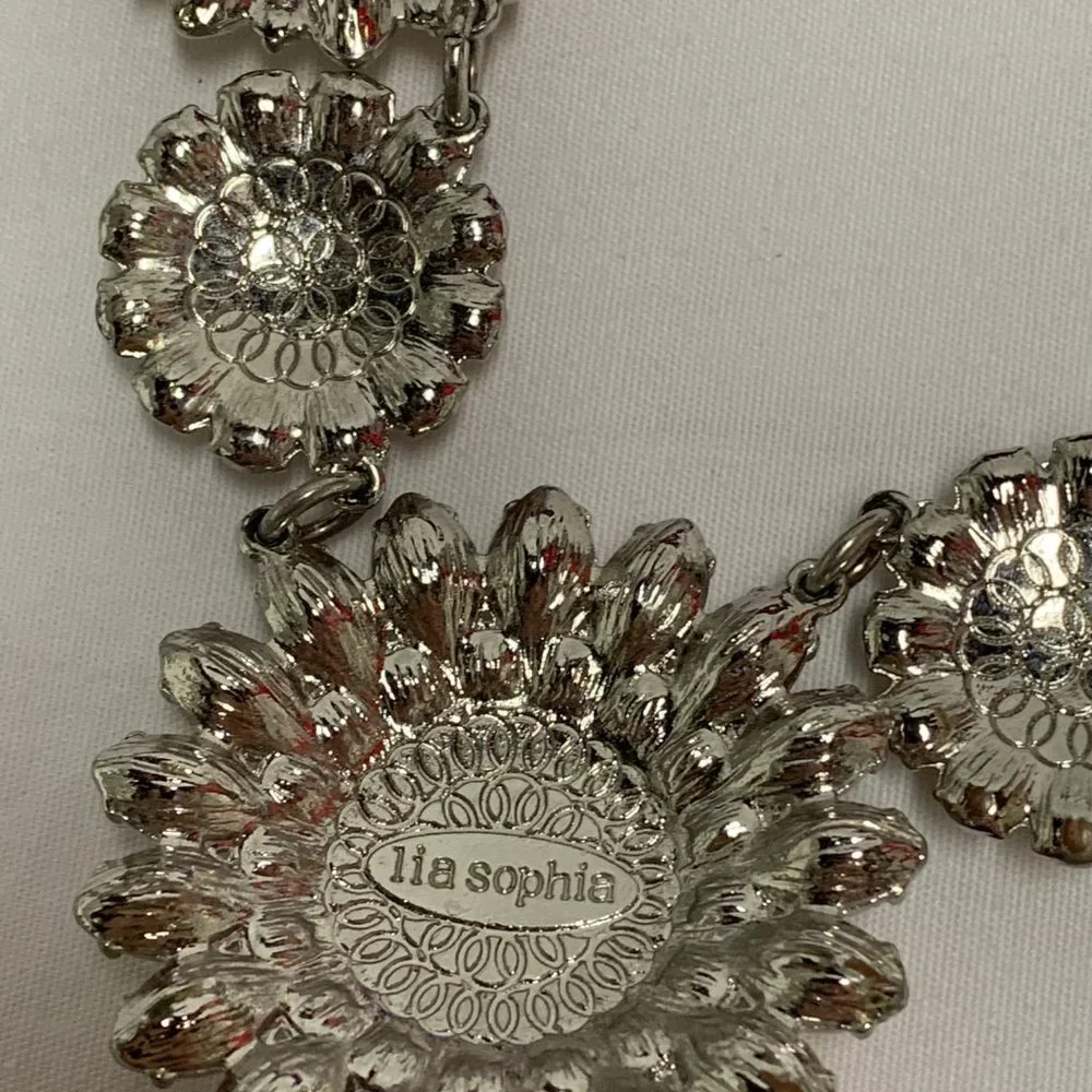 LIA SOPHIA NECKLACE CHRISTINA'S JOY FLOWER CLUSTER STATEMENT NECKLACE - Picture 7 of 7